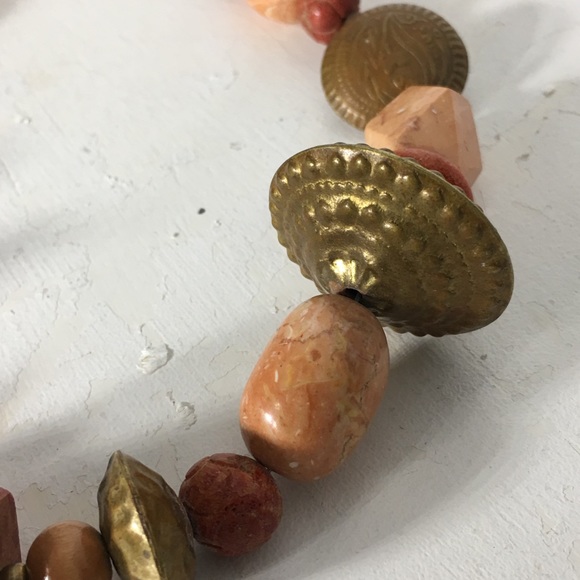 💓 Beaded Brass Statement Choker Necklace - Picture 5 of 8